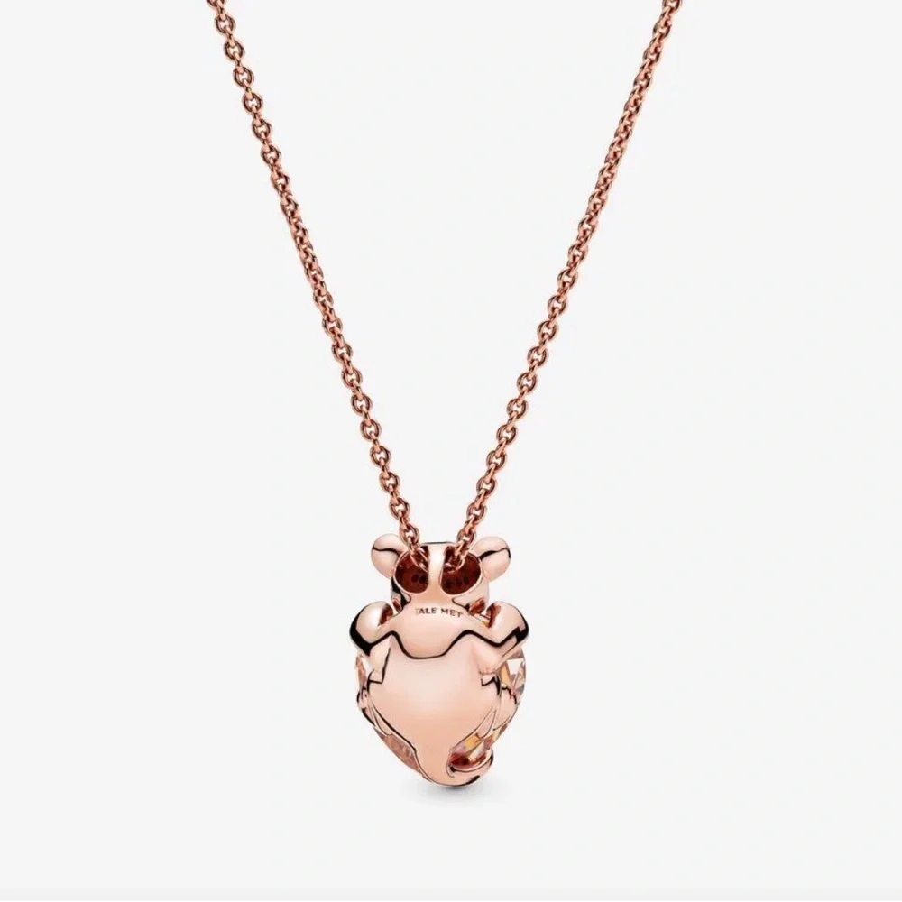 Pandora Rose Gold Lioness Amber Heart Pendant Necklace - Picture 2 of 3